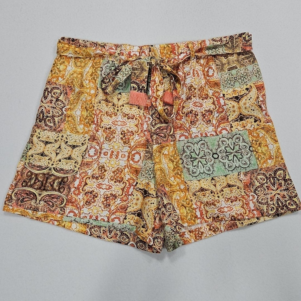 Johnny Was Jade Astoria Easy Shorts XL Linen Boho Chic Brown‎ Orange L82722-2